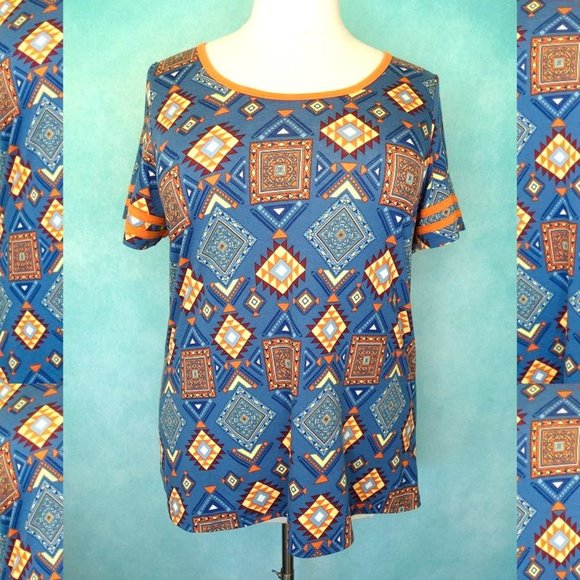 LulaRoe Blue Print Classic Tee Size 2XL - Picture 2 of 8